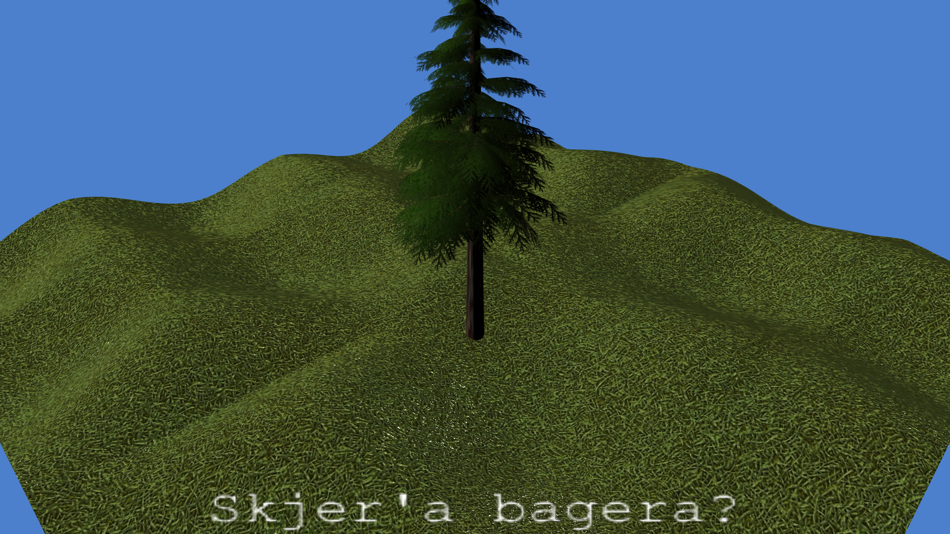 Tree model with textures, transparent meshes rendered last in sorted order, with depthbuffer in read-only mode.