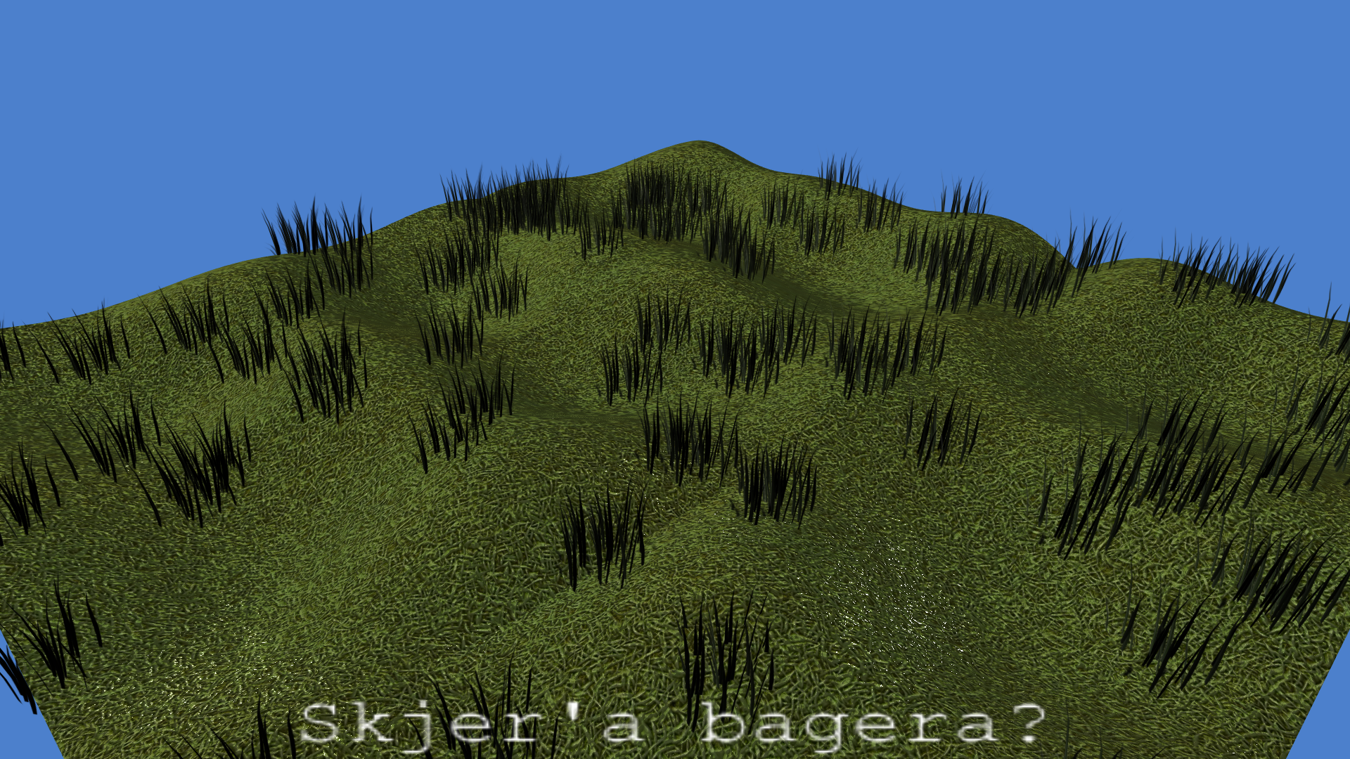 Grass model loaded, cloned and placed randomly throughout the scene