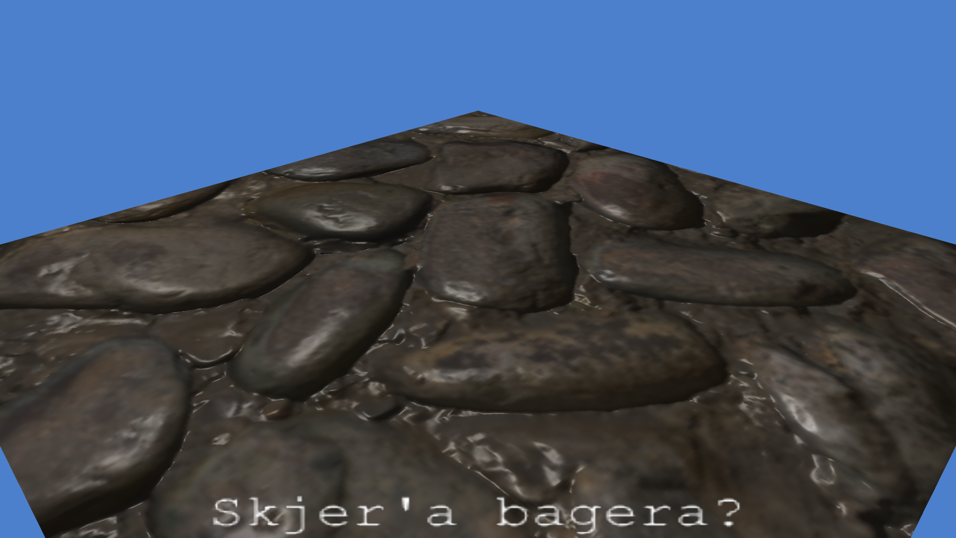 The seqmented pane with the cobble texture and normal map and lighting applied to it.